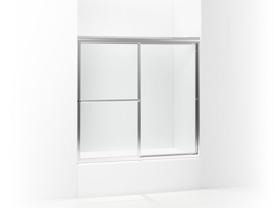Sterling Deluxe Framed sliding bath door, 56-1/4" H x 54-3/8 - 59-3/8" W, with 1/8" thick Clear glass - Silver