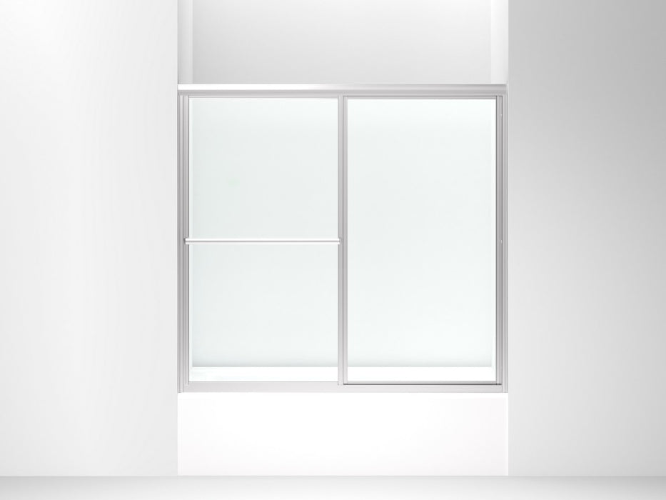 Sterling Deluxe Sliding bath door, 56-1/4" H x 54-3/8" - 59-3/8" W with 1/8"-thick Clear glass - Silver
