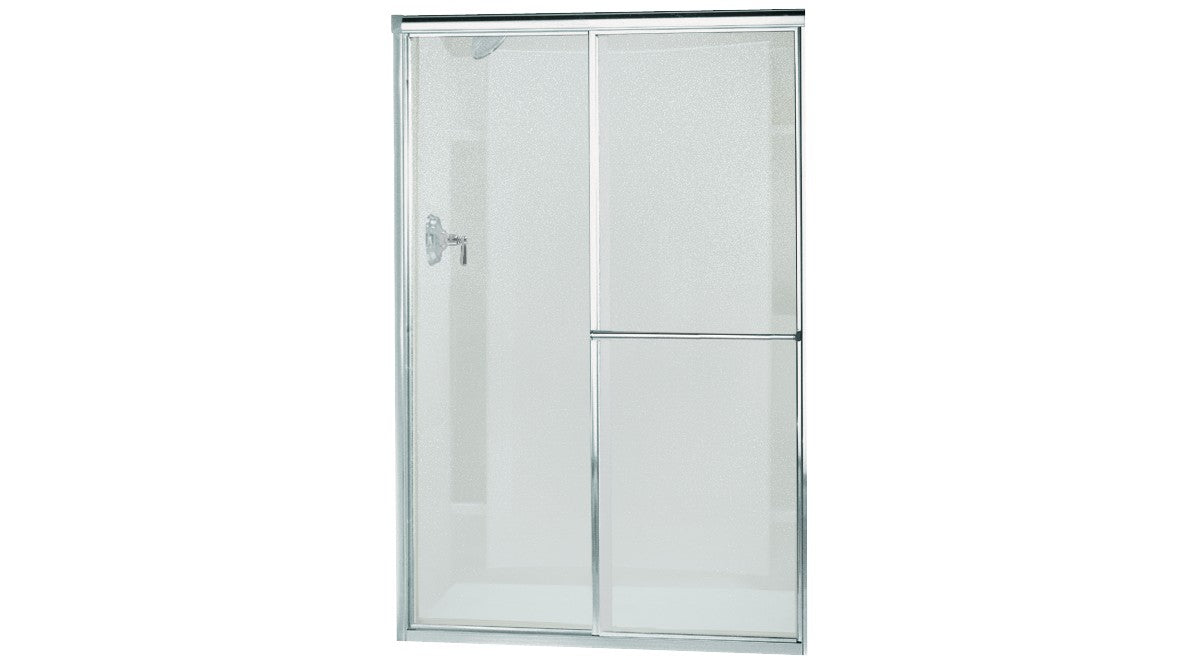 Sterling Deluxe Framed sliding shower door, 65-1/2" H x 39 - 44" W, with 1/8" thick Pebbled glass - Silver