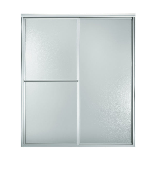 Sterling Deluxe Framed sliding shower door, 70" H x 43-7/8 - 48-7/8" W, with 1/8" thick Pebbled glass - Silver