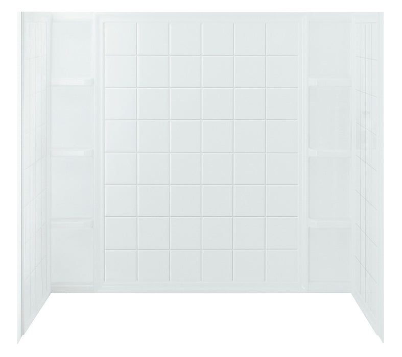 Sterling Ensemble 60" x 36" Vikrell bath/shower wall set with Aging in Place backerboards - White