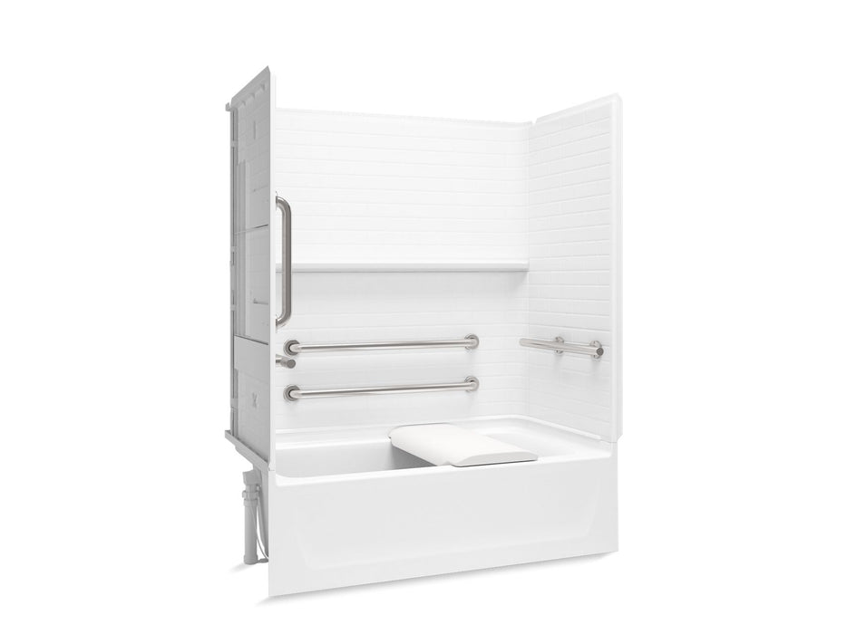 Sterling 71570115 Traverse 60" x 30" Vikrell® Bath/shower with Seat, Grab Bars, Left Drain, White