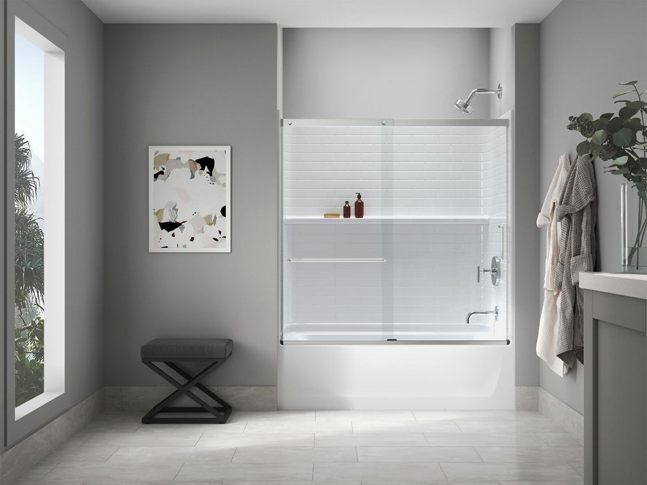 Sterling 71570128 Traverse 60" x 30" Vikrell® Bath/shower with Aging in Place Backerboards, Right Above-floor Drain, White