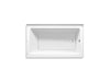 Sterling Forum 60" x 36" above-floor-drain Vikrell alcove bath, right drain - White