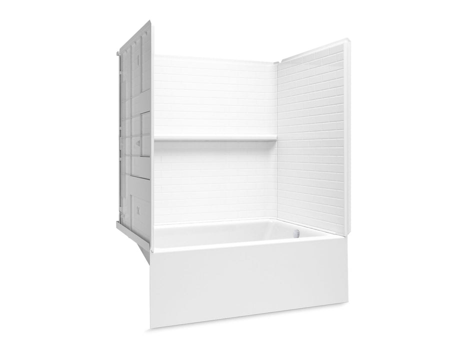 Sterling 71630128 Traverse 60" x 42" Vikrell® Above-floor-drain Bath/shower with Aging in Place Backerboards, Right Drain, Wh