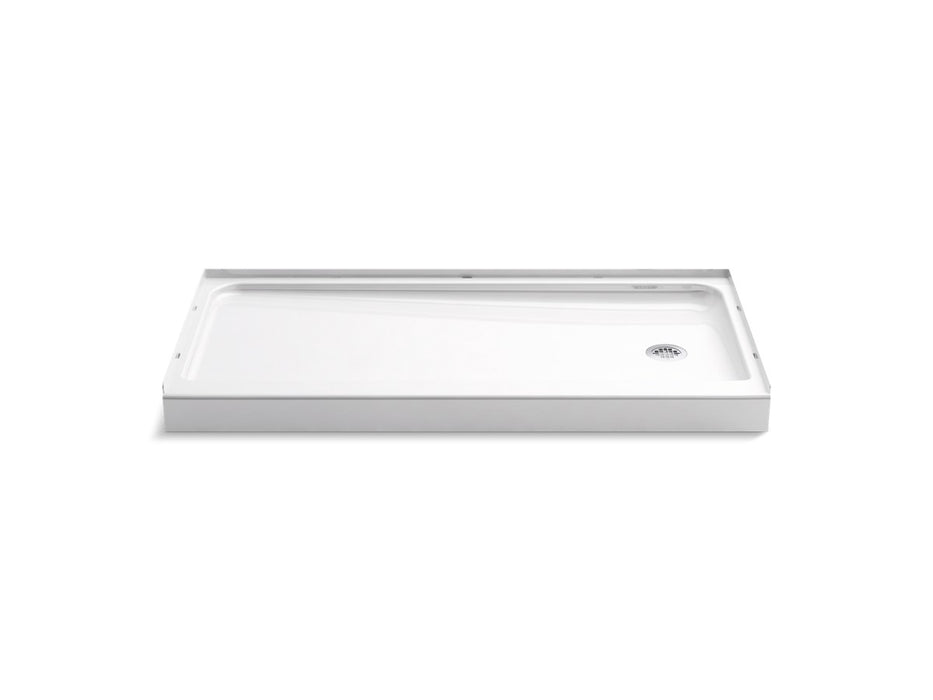 Sterling Ensemble 60" x 30" Vikrell shower base, right drain - White