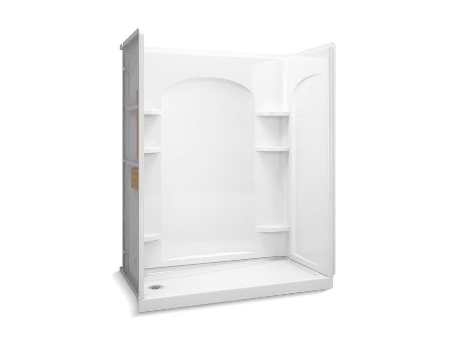 Sterling 72180116 Ensemble Curve 60" x 32" Vikrell® Shower with Aging in Place Backerboards, Left Drain, White