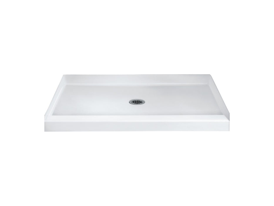 Sterling Accord 60" x 36" Vikrell shower base, center drain - White