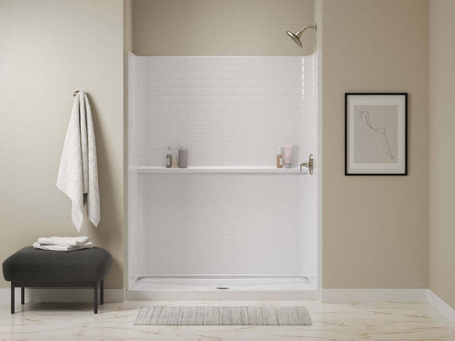Sterling 72530106 Traverse 60" x 34" x 75" Vikrell® Shower with Aging in Place Backerboards, Center Drain, White