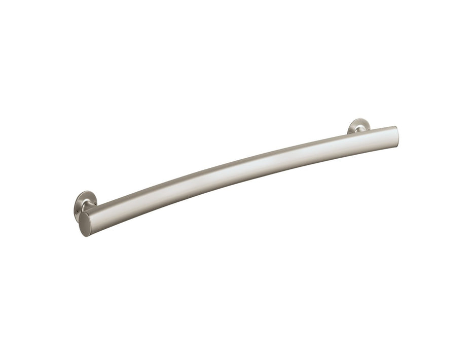 Sterling28"curvedgrabbar - Nickel Frame Finish with Smooth/Clear Glass Texture