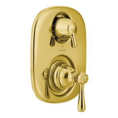 Moen T4111 Kingsley Double Handle Moentrol Pressure Balanced with Volume Control and Integrated Diverter Valve Trim in Polished Brass