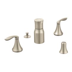 Moen T5220 Eva Collection Two Handle Bidet Faucet with Metal Waste Assembly in Brushed Nickel