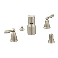 Moen T5225 Brantford Two Handle Bidet Faucet Trim Kit with Valve in Brushed Nickel