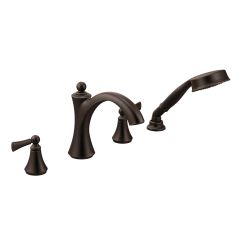Moen T654 Wynford Two Handle Deck Mount Roman Tub Faucet with Handshower in Oil Rubbed Bronze