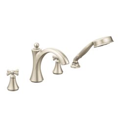 Moen T658 Wynford Two Handle Diverter Roman Tub Faucet Includes Hand Shower in Brushed Nickel