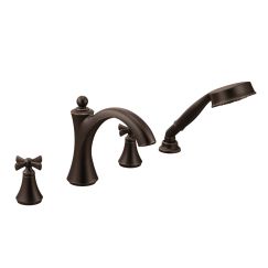 Moen T658 Wynford Two Handle Diverter Roman Tub Faucet Includes Hand Shower in Oil Rubbed Bronze