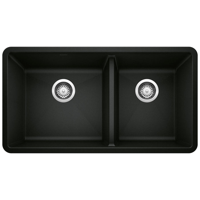 BLANCO 442926 Precis 1-3/4 Double Bowl Kitchen Sink - Coal Black
