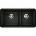 BLANCO 442926 Precis 1-3/4 Double Bowl Kitchen Sink - Coal Black