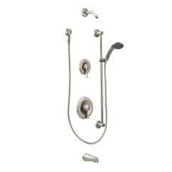 Moen T8343NH Posi-Temp Pressure Balanced Tub and Shower Trim with 2.5 GPM Hand Shower, Slide Bar and Tub Spout in Classic Brushed Nickel