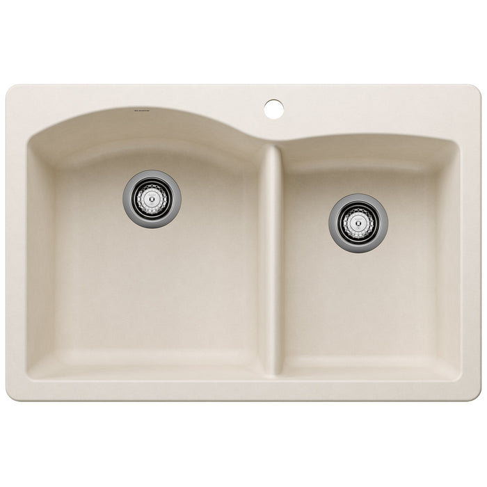 BLANCO 443063 Diamond 1-3/4 Double Bowl Dual Mount Kitchen Sink - Soft White