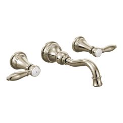 Moen TS42106 Weymouth Two Handle High Arc Wall Mount Bathroom Faucet in Polished Nickel