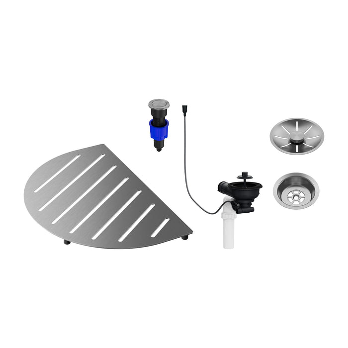 BLANCO Oovalon Drain & Accessory Bundle - Includes Top Grid, Basket Strainer and Drain Button - Brushed Stainless Steel - Stainless Steel