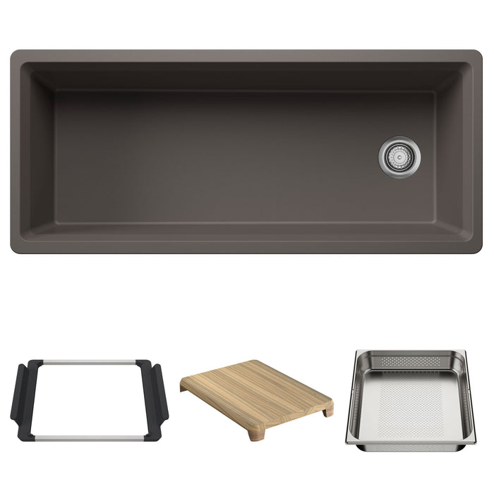 BLANCO Inteos SILGRANIT 45" Single Bowl Reversible Undermount Workstation Kitchen Sink - Volcano Gray