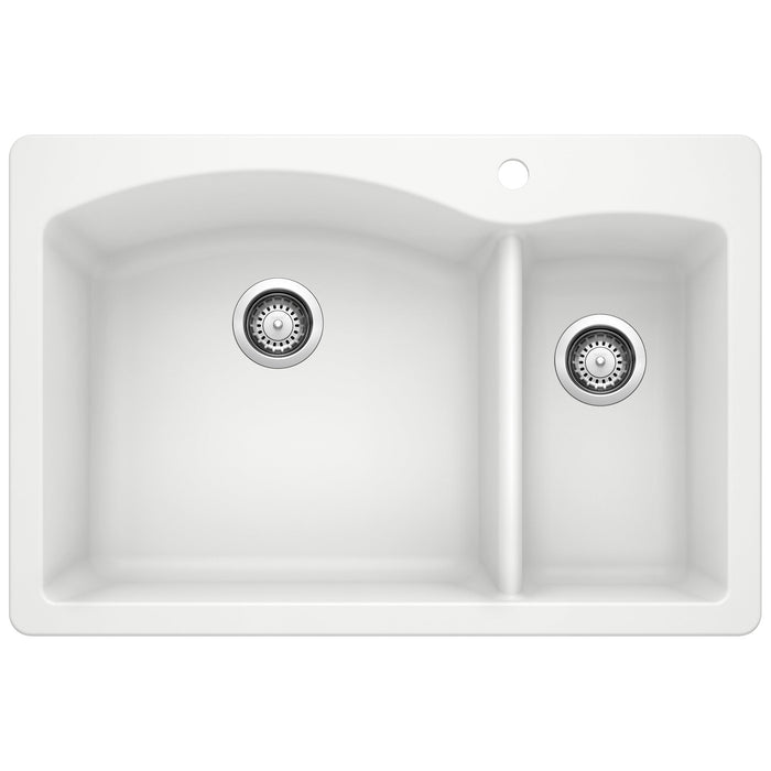 BLANCO 440200 Diamond 1-1/2 Double Bowl Dual Mount Kitchen Sink - White
