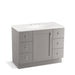 KOHLER K-99562-TK-1WT Poplin 42" bathroom vanity cabinet with toe kick, 1 door and 6 drawers