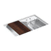 KOHLER K-6411-2 Indio 33" x 21-1/8" x 9-3/4" Smart Divide undermount large/small double-bowl workstation kitchen sink...
