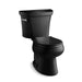KOHLER 3997-T-7 Wellworth Two-Piece Round-Front 1.28 Gpf Toilet With Tank Cover Locks in Black