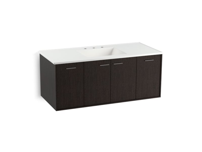 KOHLER K-99544-SD-1WK Jute 48" wall-hung bathroom vanity cabinet with 2 doors and 2 drawers, split top drawer