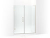 KOHLER 27618-10L-BNK Composed 58"–58-3/4" W X 71-1/2" H Frameless Pivot Shower Door With 3/8" Crystal Clear Glass And Back-To-Back Vertical Door Pulls in Anodized Brushed Nickel