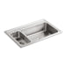 KOHLER K-3347L-3-NA Toccata 33" x 22" x 7-11/16" top-mount high/low double-bowl kitchen sink with disposal bowl and 3 faucet holes on the left