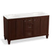 KOHLER K-99524-LGSD-1WG Damask 60" bathroom vanity cabinet with furniture legs, 2 doors and 3 drawers, split top drawer