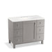KOHLER K-99562-LG-1WT Poplin 42" bathroom vanity cabinet with legs, 1 door and 6 drawers