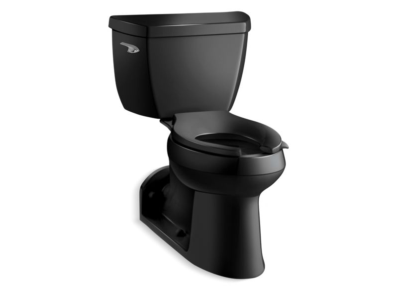 KOHLER 3578-T-7 Barrington Comfort Height Two-Piece Elongated Chair Height Toilet With Tank Cover Locks in Black
