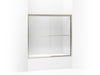 KOHLER 702204-L-MX Fluence Sliding Bath Door, 55-3/4" H X 56-5/8 - 59-5/8" W, With 1/4" Thick Crystal Clear Glass in Matte Nickel