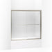 KOHLER 702204-L-MX Fluence Sliding Bath Door, 55-3/4" H X 56-5/8 - 59-5/8" W, With 1/4" Thick Crystal Clear Glass in Matte Nickel