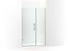 KOHLER 27607-10L-BNK Components 71-1/2" X 46-3/4" Frameless Pivot Shower Door With 3/8" Crystal Clear Glass And Back-To-Back Vertical Door Pulls in Anodized Brushed Nickel