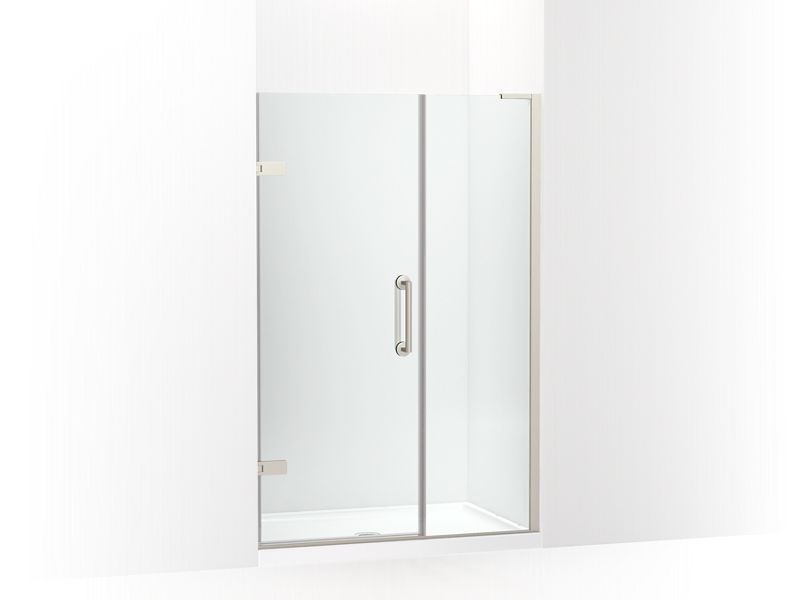 KOHLER 27607-10L-BNK Components 71-1/2" X 46-3/4" Frameless Pivot Shower Door With 3/8" Crystal Clear Glass And Back-To-Back Vertical Door Pulls in Anodized Brushed Nickel