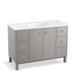 KOHLER K-99509-LGSD-1WT Jacquard 48" bathroom vanity cabinet with furniture legs, 2 doors and 6 drawers, split top drawers