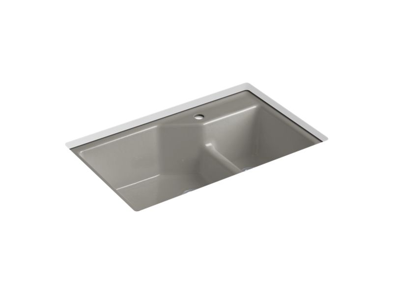 KOHLER K-6411-1 Indio 33" x 21-1/8" x 9-3/4" Smart Divide undermount large/small double-bowl workstation kitchen sink...