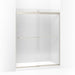 KOHLER 706018-L-NX Levity Sliding Shower Door, 74" H X 56-5/8 - 59-5/8" W, With 3/8" Thick Crystal Clear Glass And Square Towel Bar in Brushed Nickel