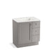 KOHLER K-99530-TKR-1WT Poplin 30" bathroom vanity cabinet with toe kick, 1 door and 3 drawers on right