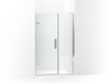 KOHLER 27604-10L-SHP Composed 45-1/4"–46" W X 71-1/2" H Frameless Pivot Shower Door With 3/8" Crystal Clear Glass And Back-To-Back Vertical Door Pulls in Bright Polished Silver