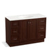 KOHLER K-99522-TKSD-1WG Damask 48" bathroom vanity cabinet with toe kick, 2 doors and 6 drawers, split top drawers