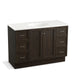 KOHLER K-99522-TKSD-1WC Damask 48" bathroom vanity cabinet with toe kick, 2 doors and 6 drawers, split top drawers