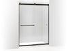 KOHLER K-706168-L-ABZ Levity sliding shower door, 82" H x 56-5/8 - 59-5/8" W, with 5/16" thick Crystal Clear glass and towel bars