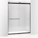 KOHLER K-706168-L-ABZ Levity sliding shower door, 82" H x 56-5/8 - 59-5/8" W, with 5/16" thick Crystal Clear glass and towel bars